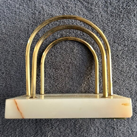 Vintage Onyx & Brass Letter or Napkin Holder - Picture 2 of 6